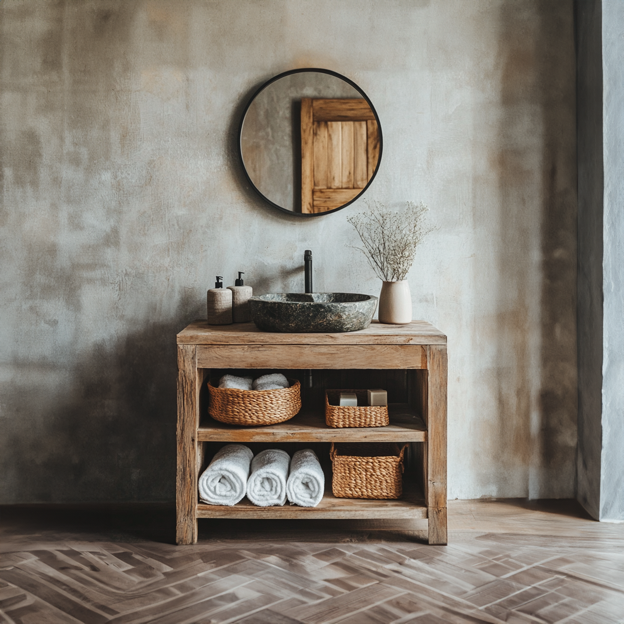 Custom Reclaimed Wood Vanity Bathroom