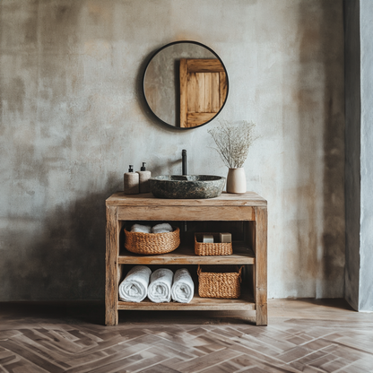 Custom Reclaimed Wood Vanity Bathroom
