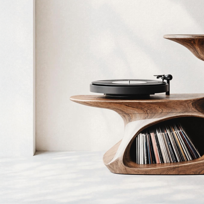 Handcrafted Live Edge Record Stand Unique Living Room