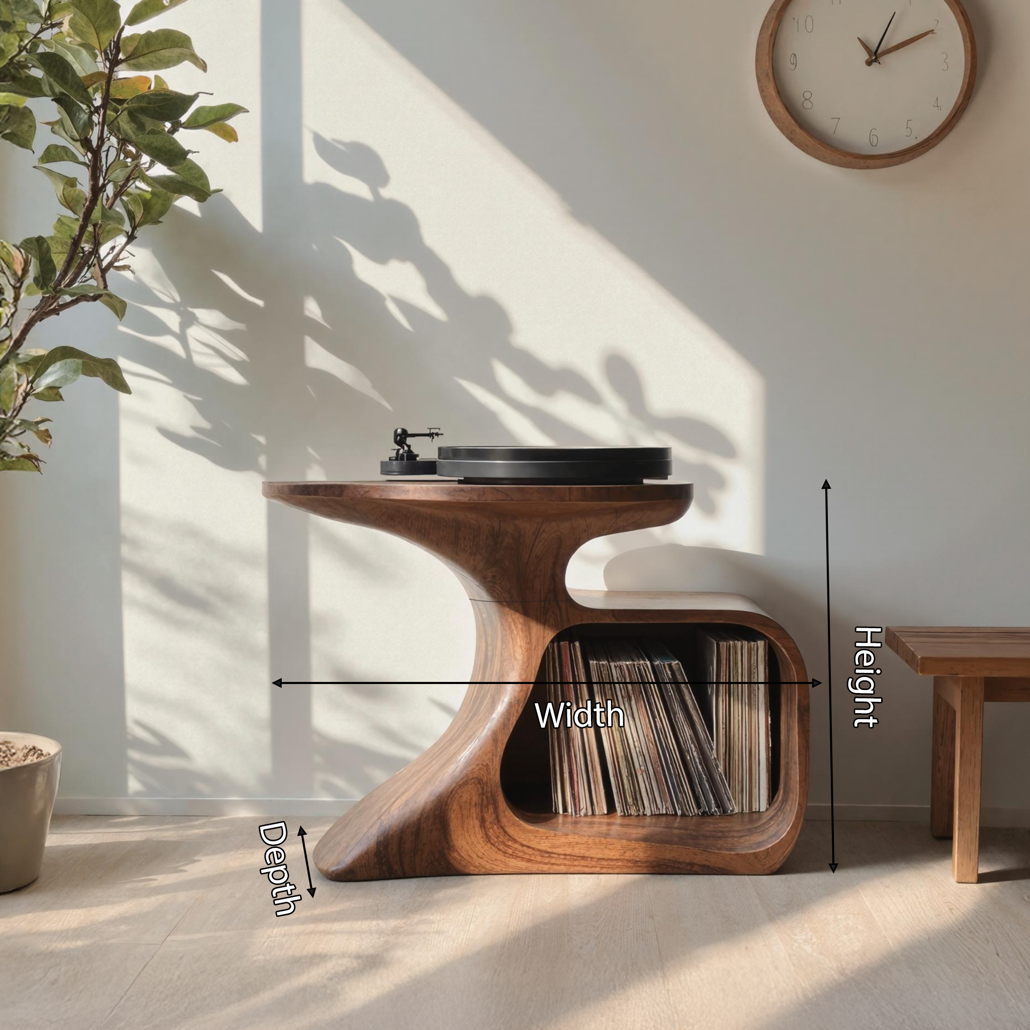 Handcrafted Record Stand Artisan Living Room Decor