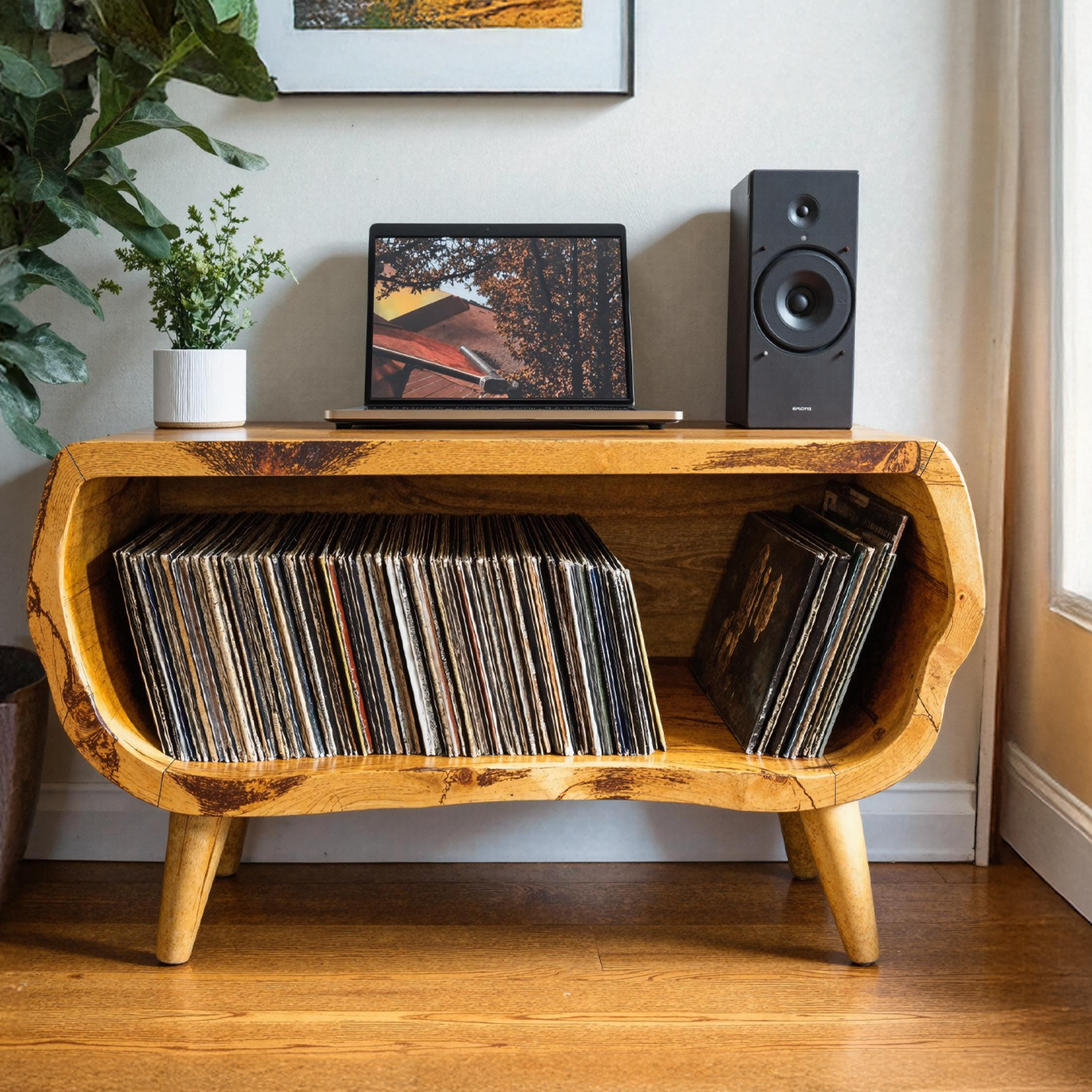 Vintage Record Player Stand For Living Room, Bedroom, Office