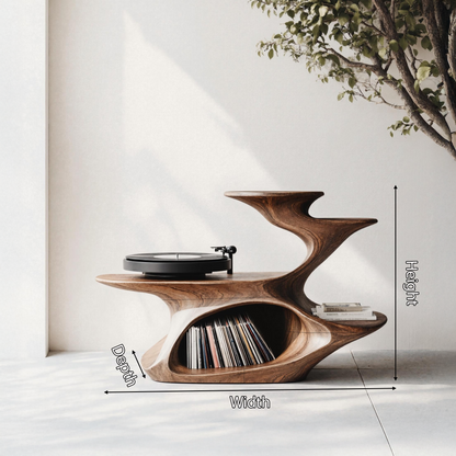 Handcrafted Live Edge Record Stand Unique Living Room