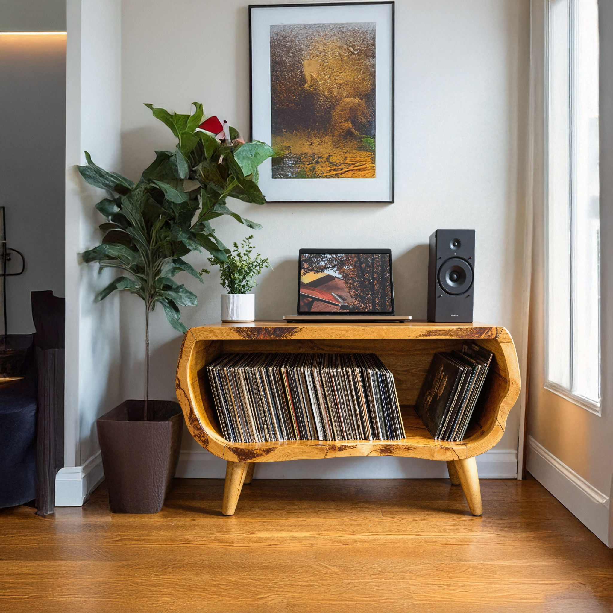 Vintage Record Player Stand For Living Room, Bedroom, Office