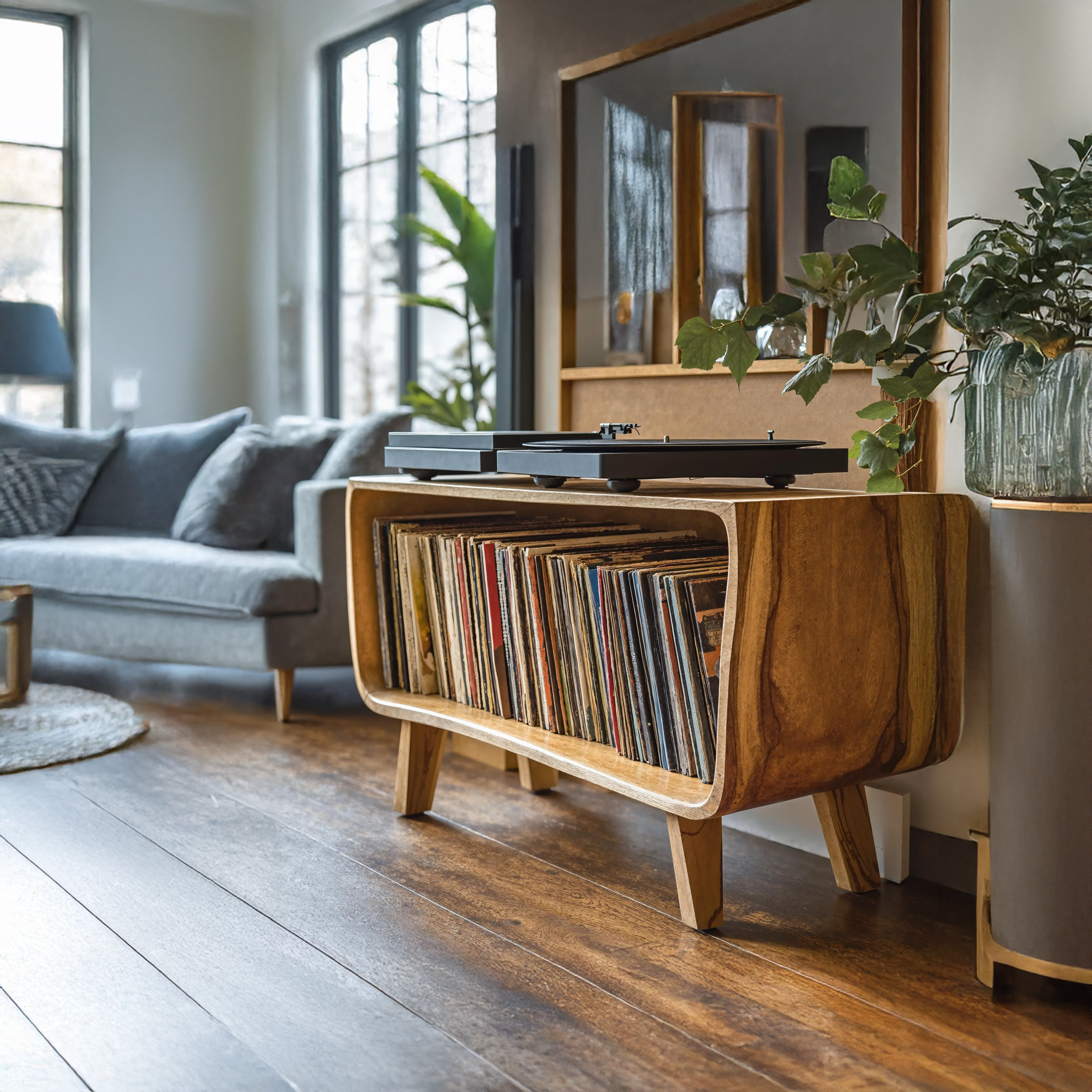 Elegant Record Player Stand For Living Room, Bedroom, Office