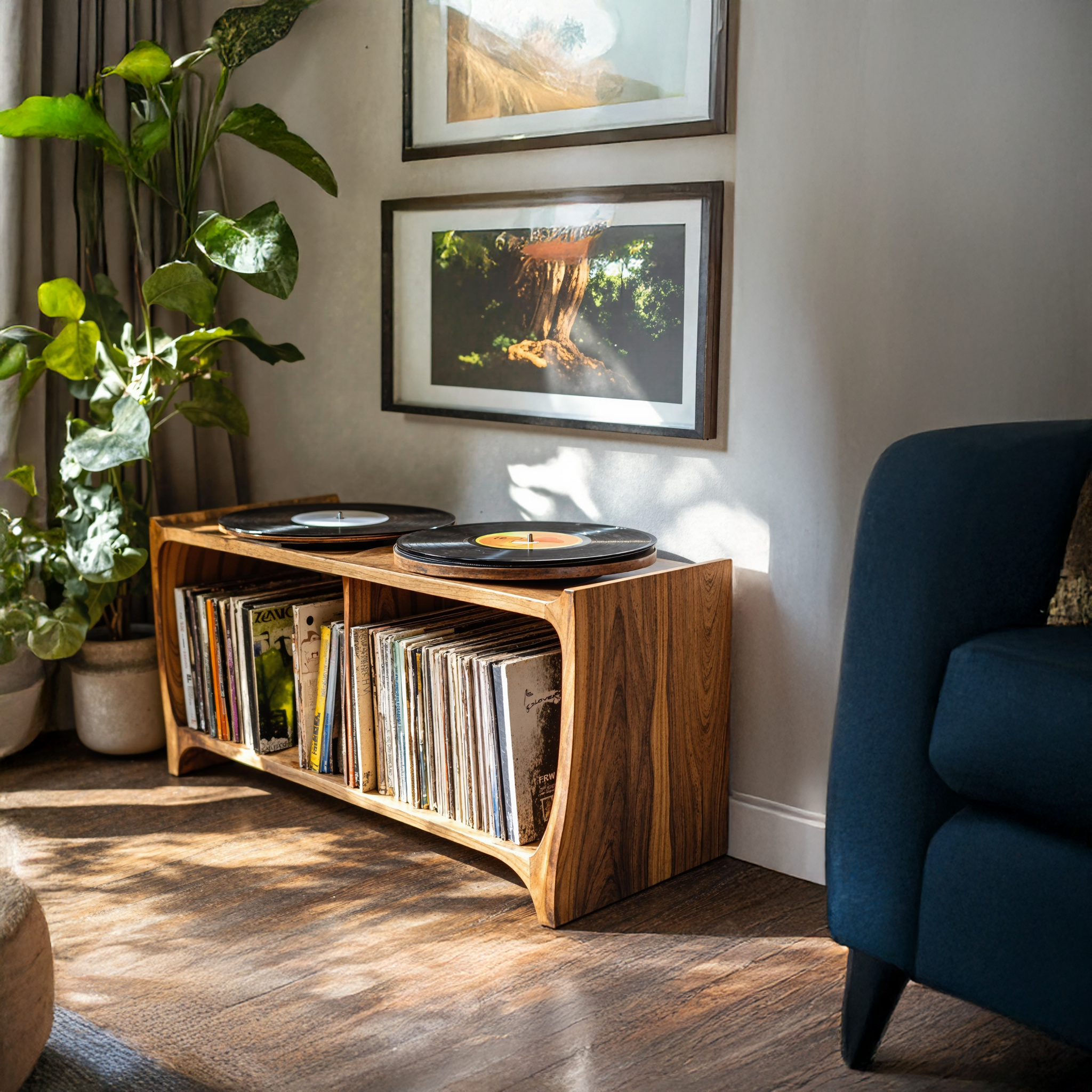 Mid-Century Record Player Stand For Living Room, Bedroom, Office, Hallway