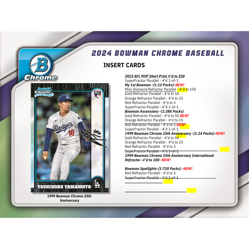 2024 Bowman Chrome Baseball Hobby 12 Box Case
