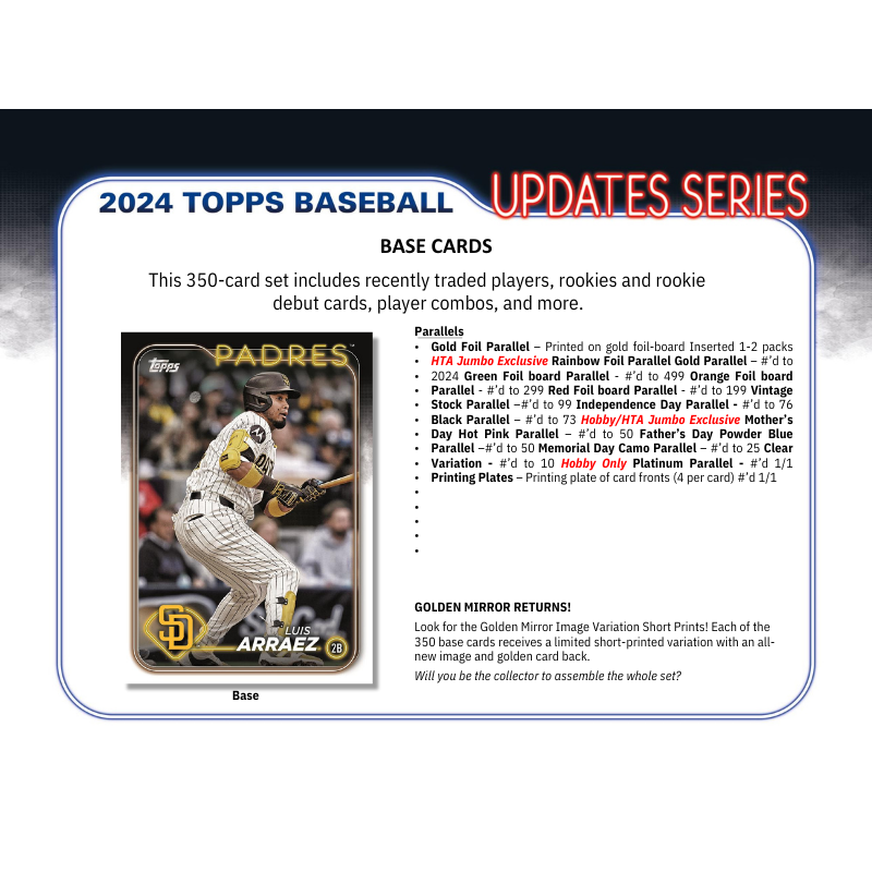 2024 Topps Update Series Baseball Hobby 12 Box Case