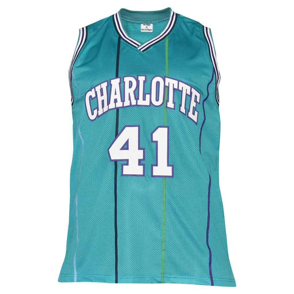 Glen Rice Signed Charlotte Blue Basketball Jersey (Beckett)