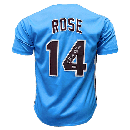 Pete Rose Signed Philadelphia Pro Style Baseball Jersey Blue (JSA)