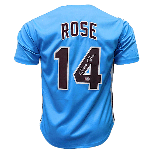 Pete Rose Signed Philadelphia Pro Style Baseball Jersey Blue (JSA)