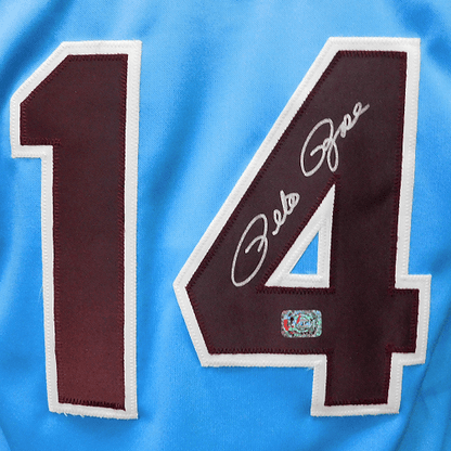 Pete Rose Signed Philadelphia Pro Style Baseball Jersey Blue (JSA)