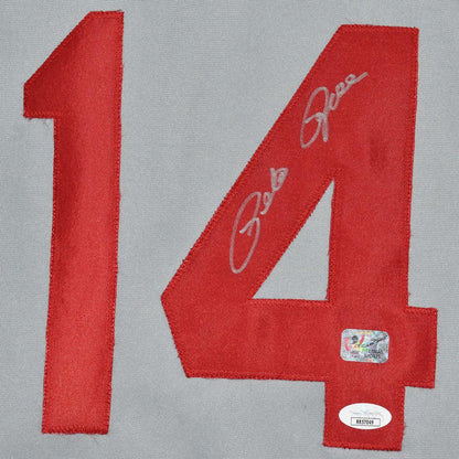 Pete Rose Signed Cincinnati Pro Style Grey Baseball Jersey (JSA)