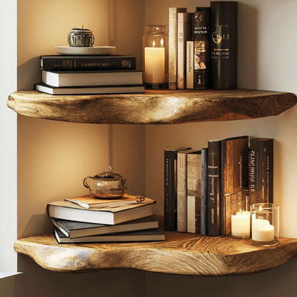Handcrafted Corner Shelf With A Timeless Wooden Design