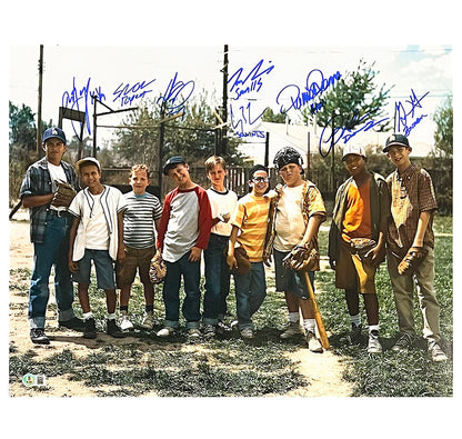 Sandlot Movie Cast Signed 8 Signature Nickname Inscriptions Pose 3 16x20 Baseball Photo (Beckett)