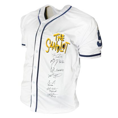 The Sandlot Cast Signed with Nicknames White Baseball Jersey (Beckett)
