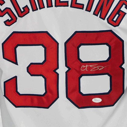 Curt Schilling Signed Boston White Baseball Shadow Number Jersey (JSA)