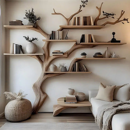 Rustic Tree Bookcase Handcrafted Home Decor Gift For Her