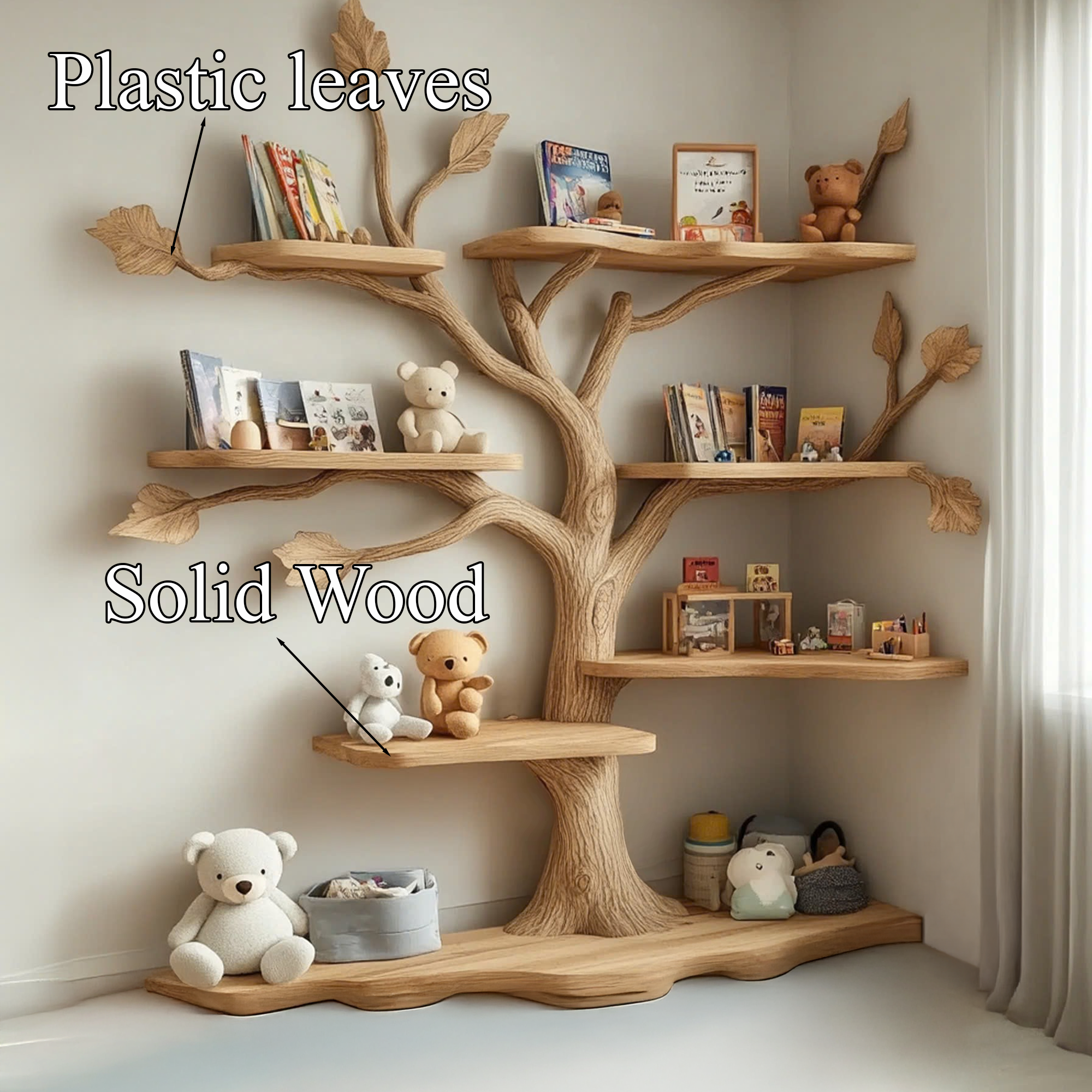 Tree Kids Bookshelf Natural Trees Handmade Baby Room Decor Gift