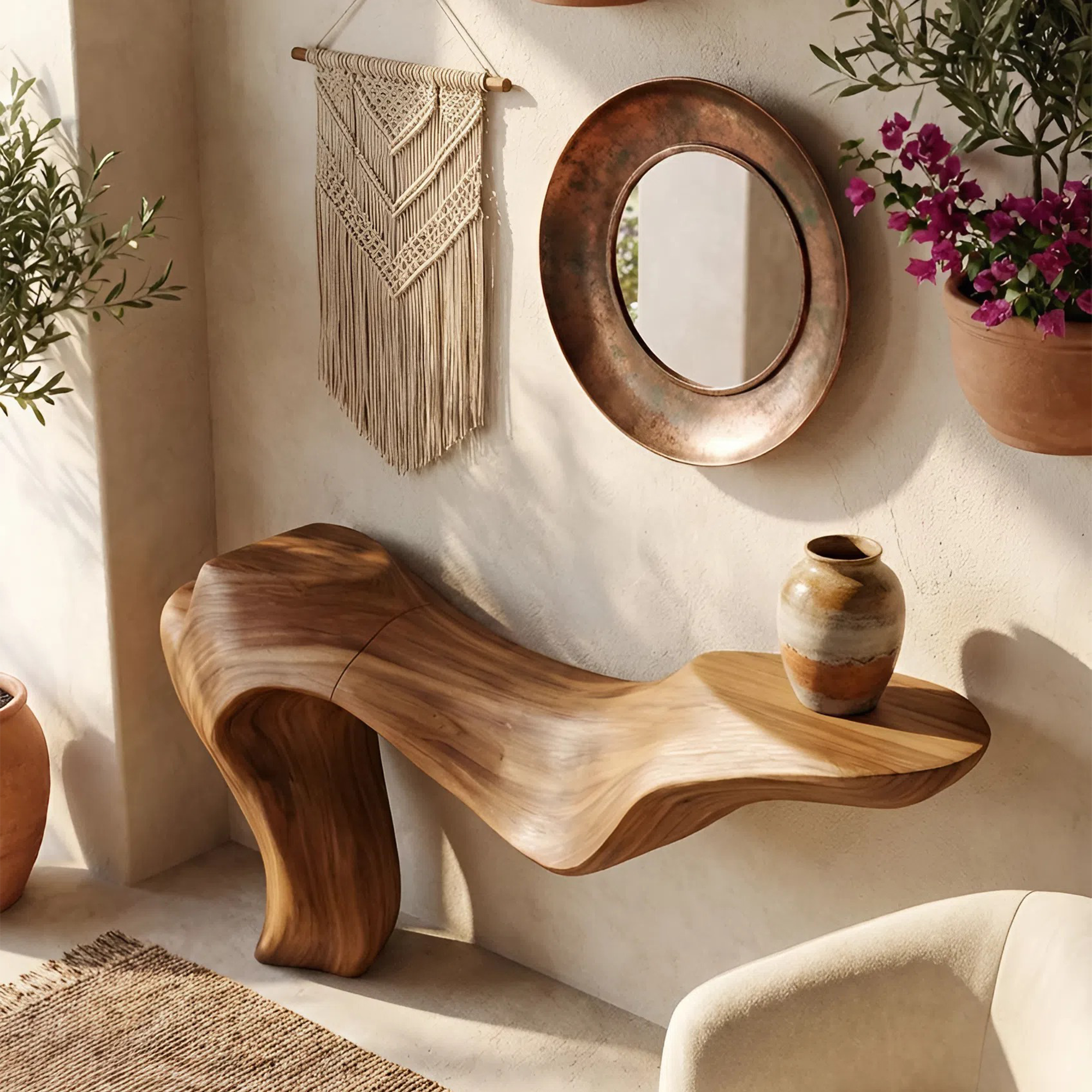 Rustic Live Edge Console Table For Entryway Design Ideas