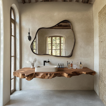 Mid Century Vanity In Solid Wood For Bathroom Decor