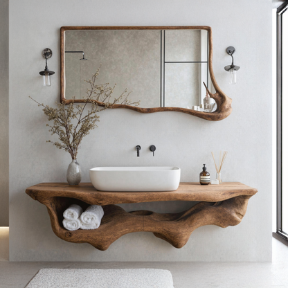 Mid Century Live Edge Floating Vanity Best Bathroom Decor
