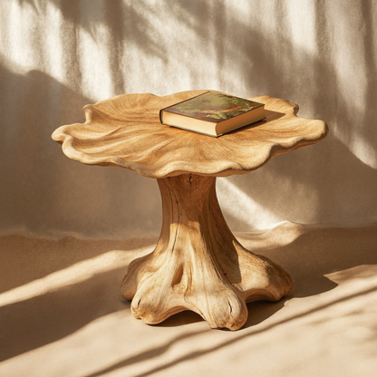 Minimalist Wood Mushroom End Table For Bedroom Clean Lines