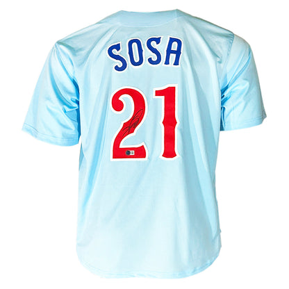 Sammy Sosa Signed Chicago Light Blue Baseball Jersey (Beckett)
