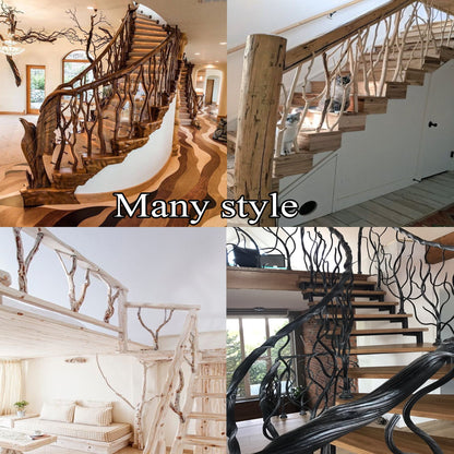 Elegant Wooden Branch And Leaf Stair Railing Custom Stair Railing Country Style