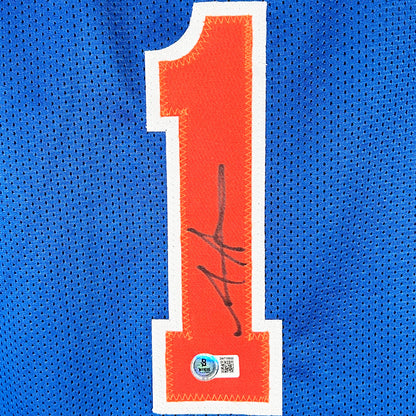 Amar'e Stoudemire Signed New York Blue Basketball Jersey (Beckett)