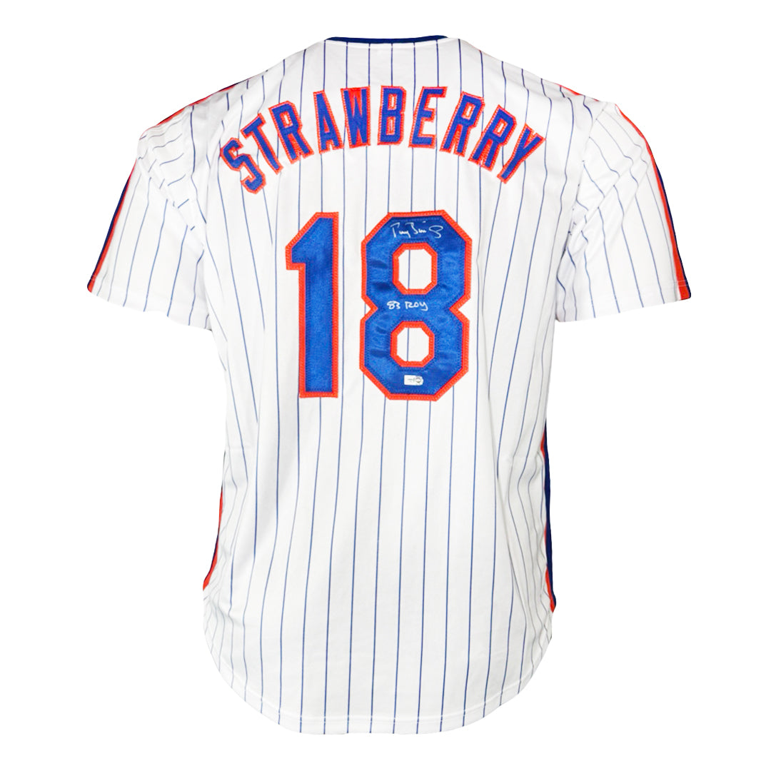 Darryl Strawberry Signed 83 ROY Inscription New York Pinstripe Baseball Jersey (MLB)