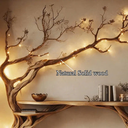 Natural Solid Wood Tree Bookshelf Rustic Side Table Farmhouse