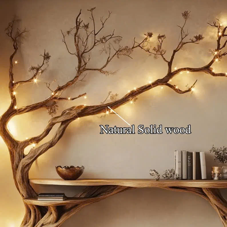 Natural Solid Wood Tree Bookshelf Rustic Side Table Farmhouse