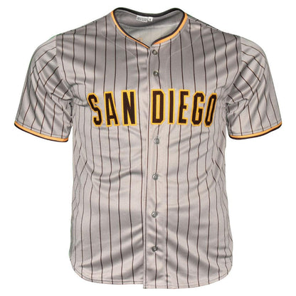 Fernando Tatis Jr Signed San Diego Grey Pinstripe Slam Diego Baseball Jersey (JSA)