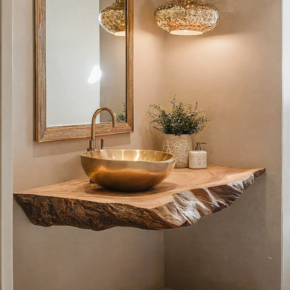 Live Edge Wood Bathroom Shelf