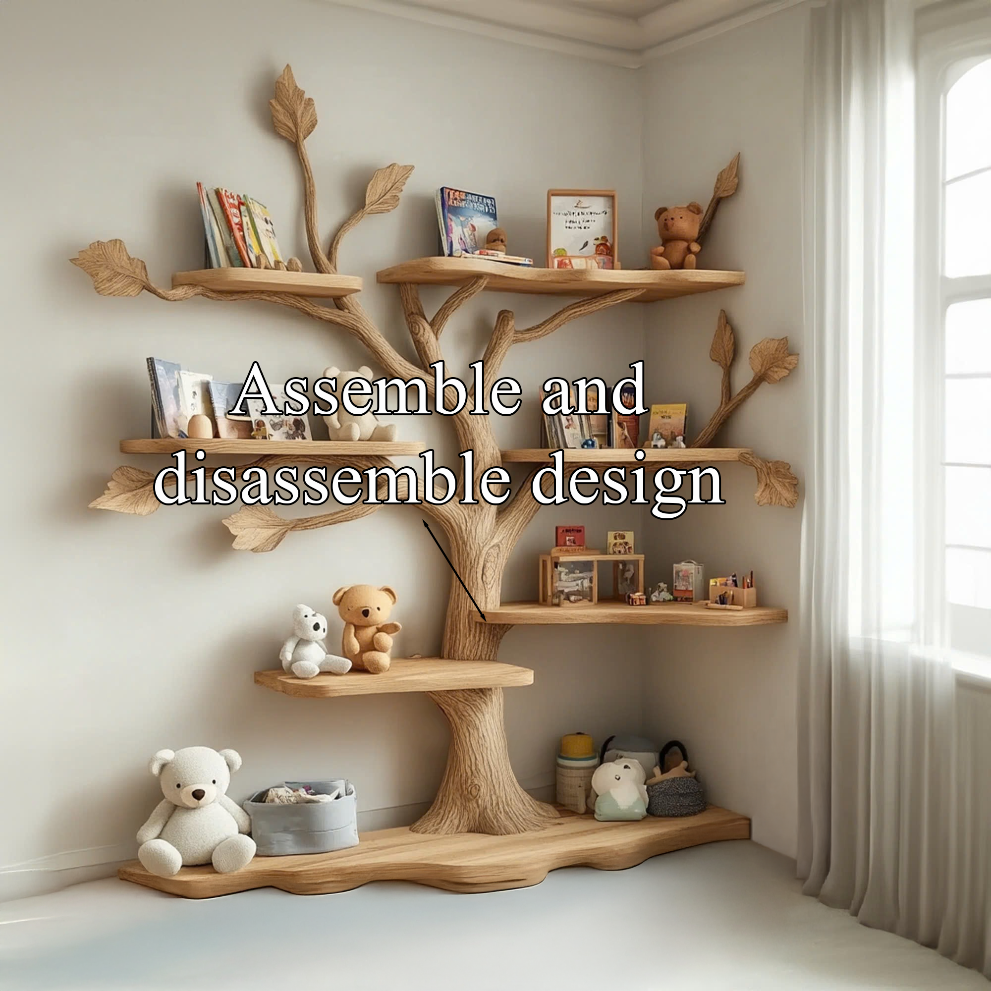 Tree Kids Bookshelf Natural Trees Handmade Baby Room Decor Gift