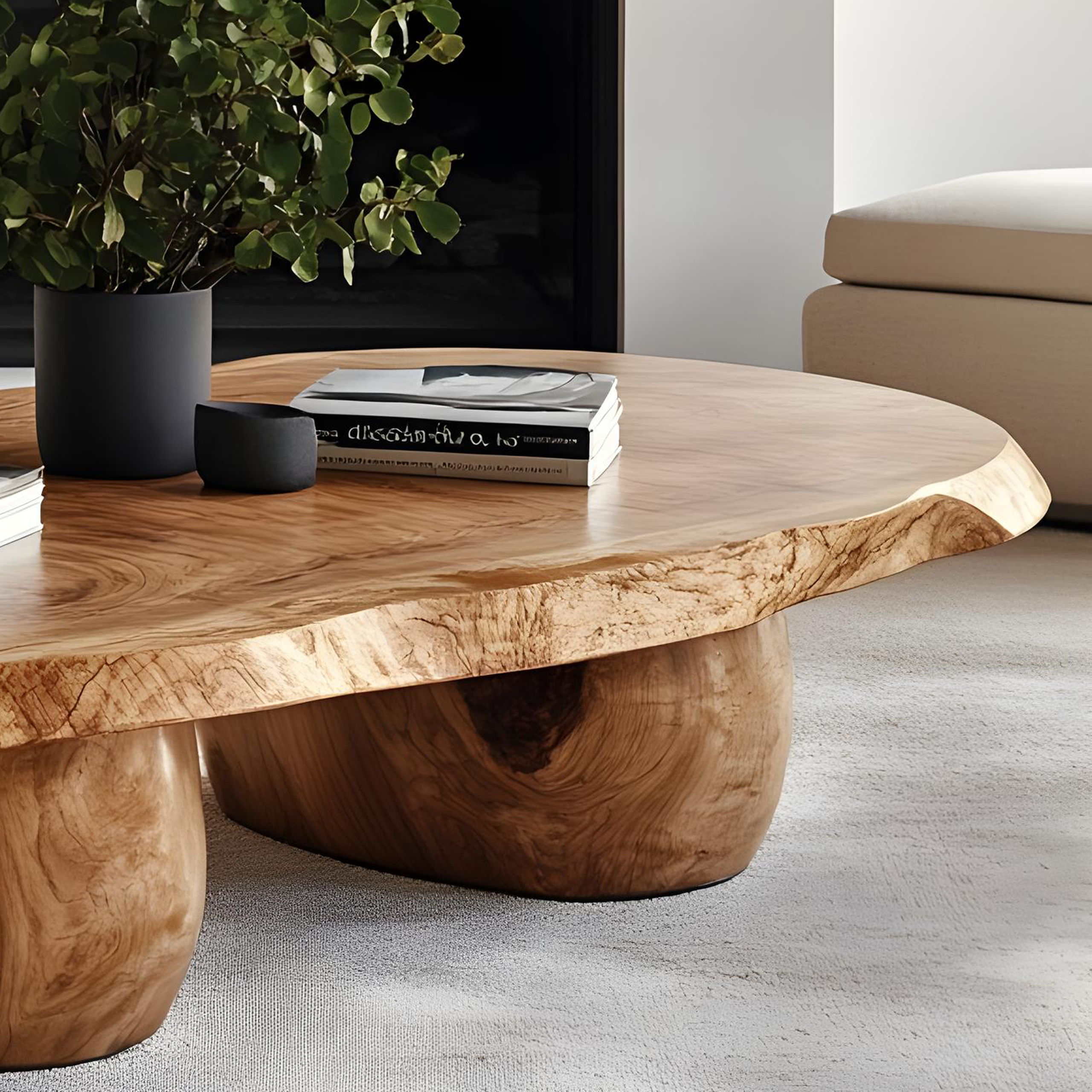Handcrafted Natural Wood Coffee Table For Inviting Living Room