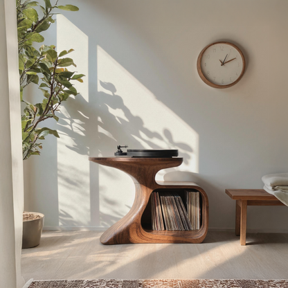 Handcrafted Record Stand Artisan Living Room Decor