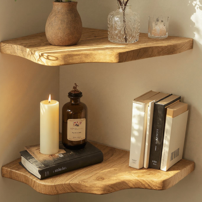Custom Rustic Wooden Corner Shelves For Every Room