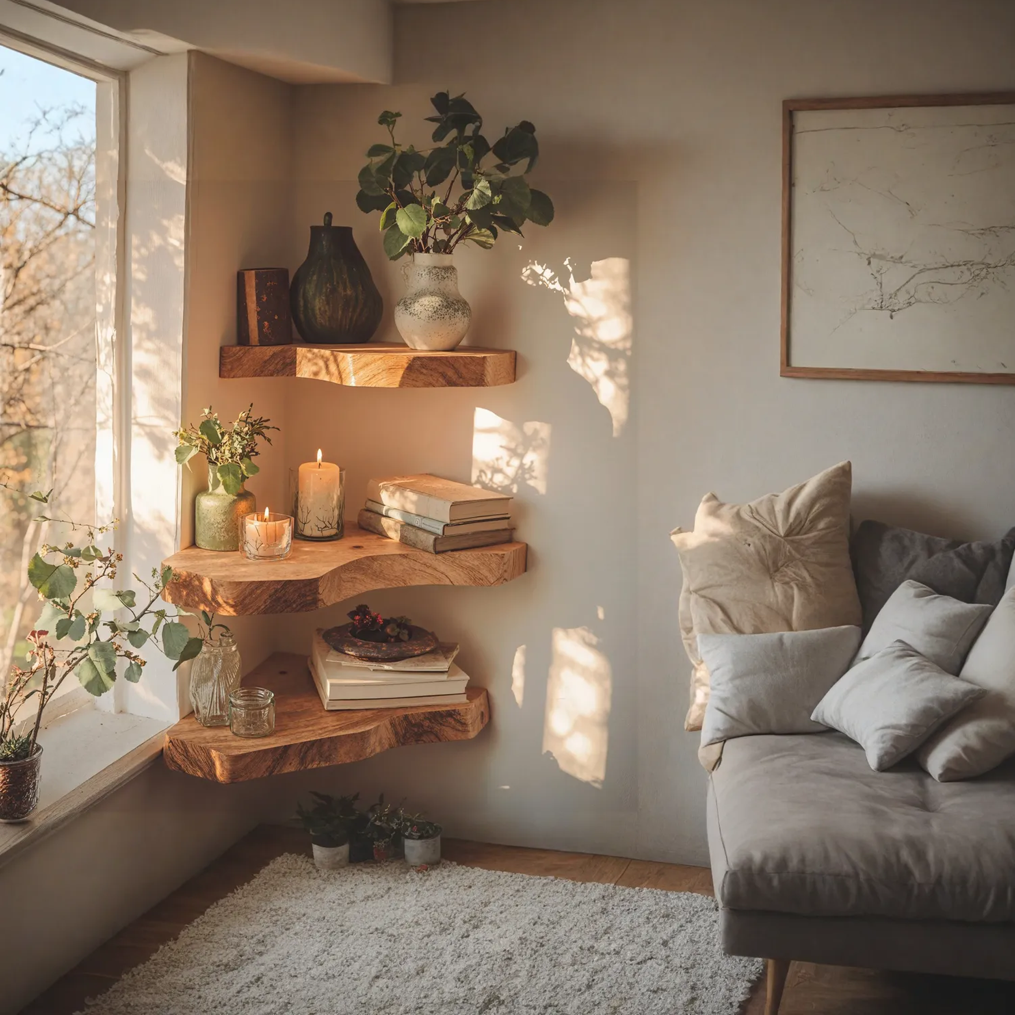 Handcraft Floating Corner Shelves Wall Shelves