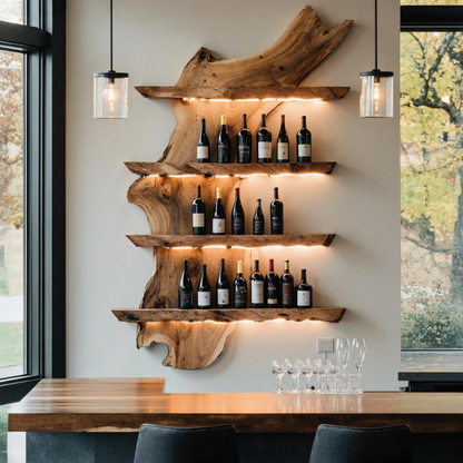Mid Century Wine Rack For Kitchen Bar Wall Shelf