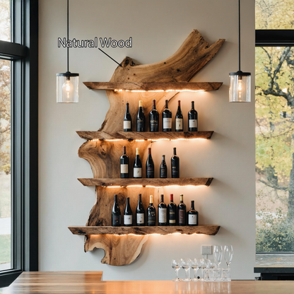 Mid Century Wine Rack For Kitchen Bar Wall Shelf