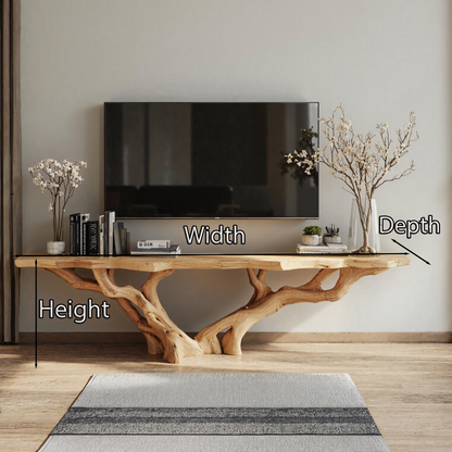 Rustic Handmade Live Edge TV Console For Living Room And Bedroom