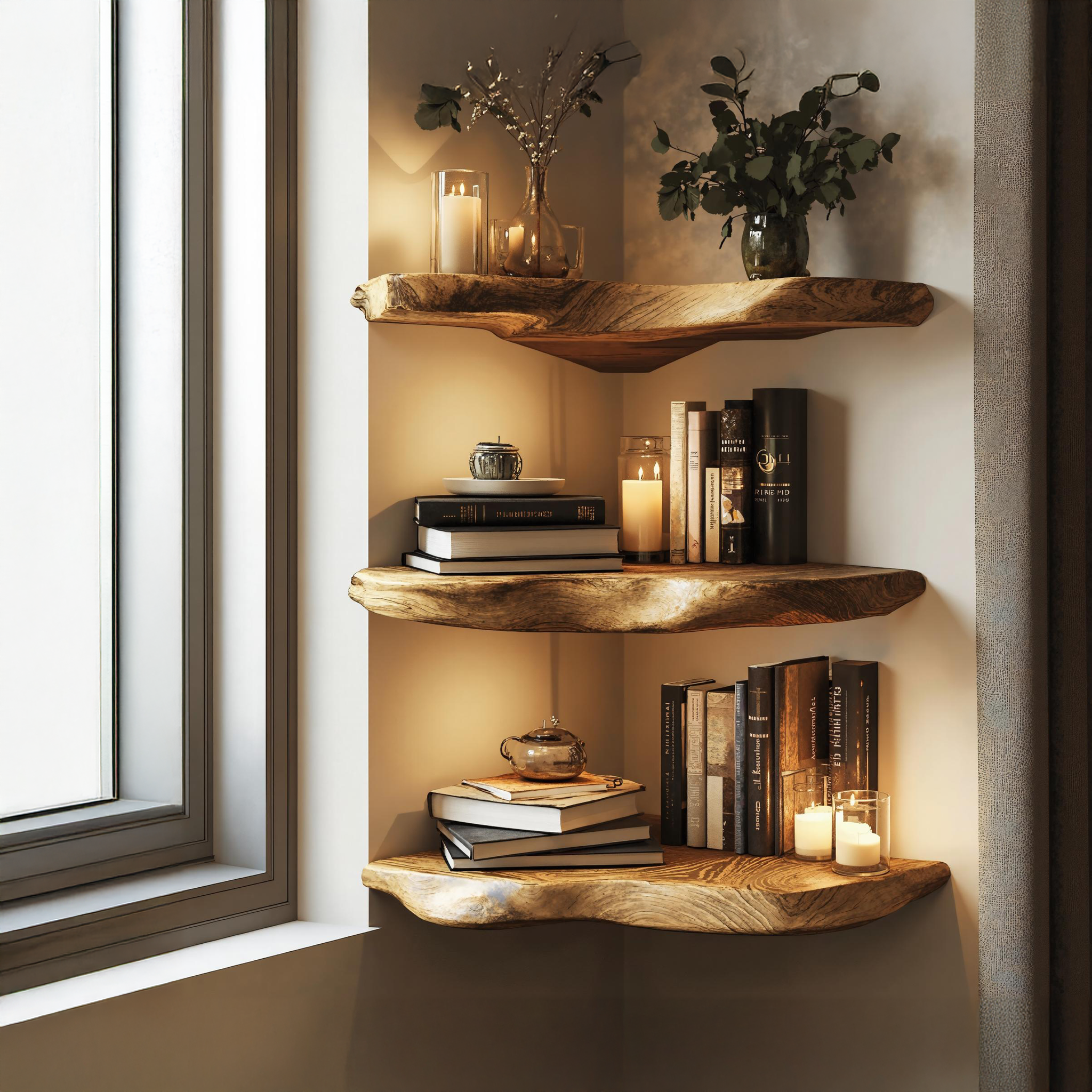 Handcrafted Corner Shelf With A Timeless Wooden Design