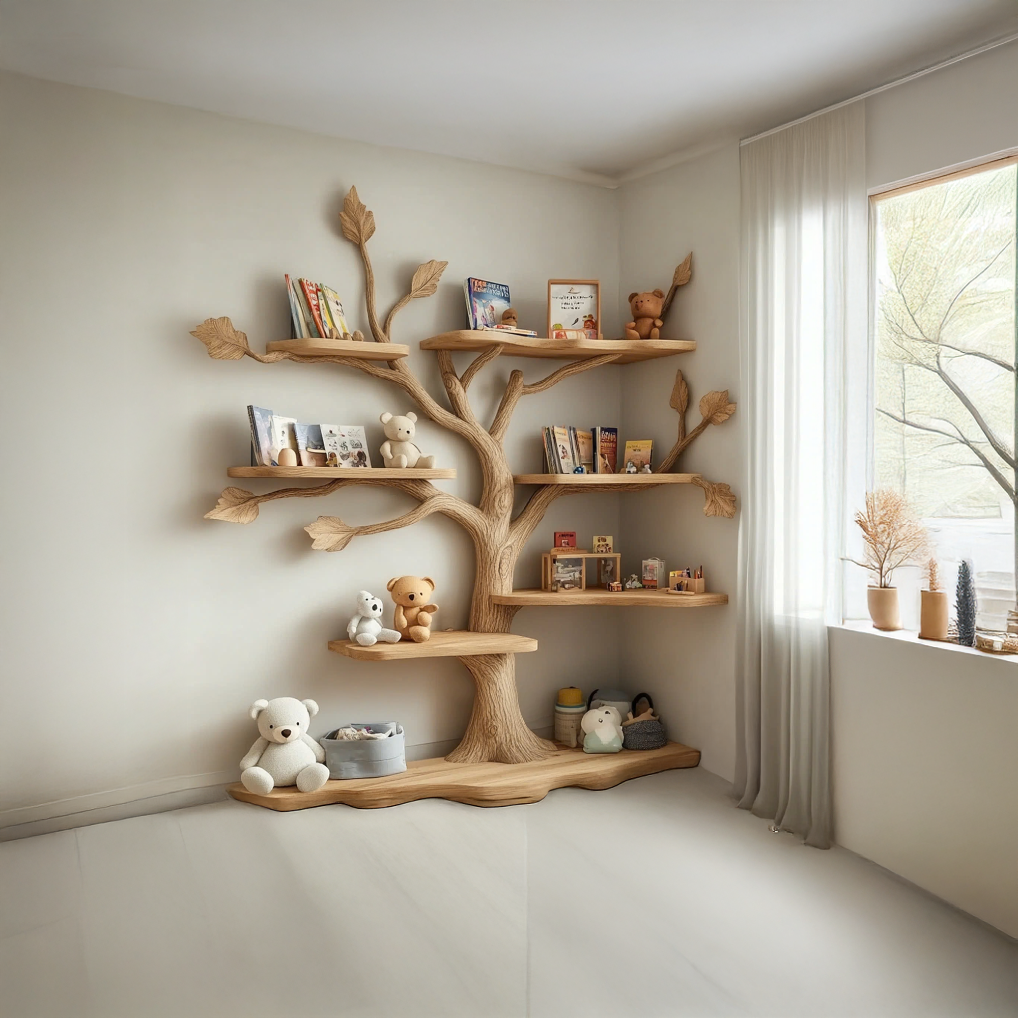 Tree Kids Bookshelf Natural Trees Handmade Baby Room Decor Gift