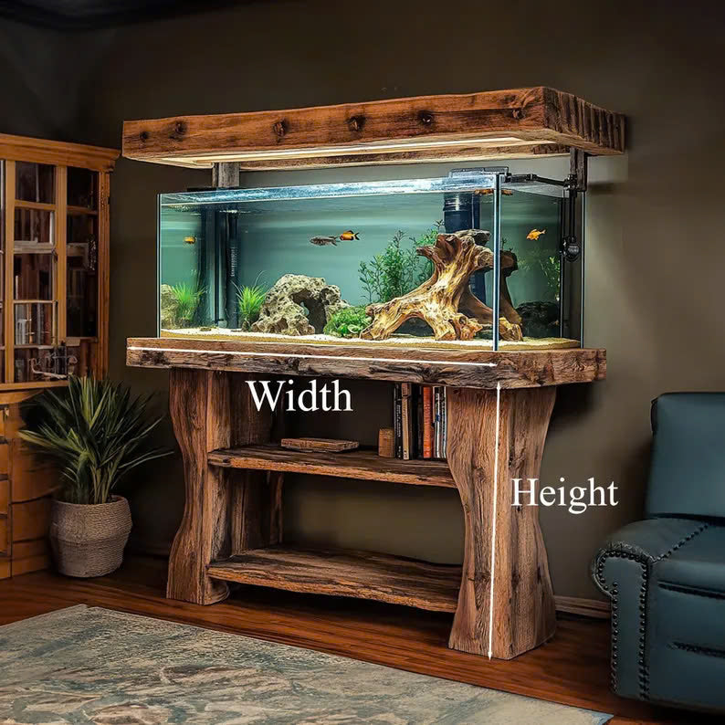 Wooden aquarium shelf custom Decor Home Gift