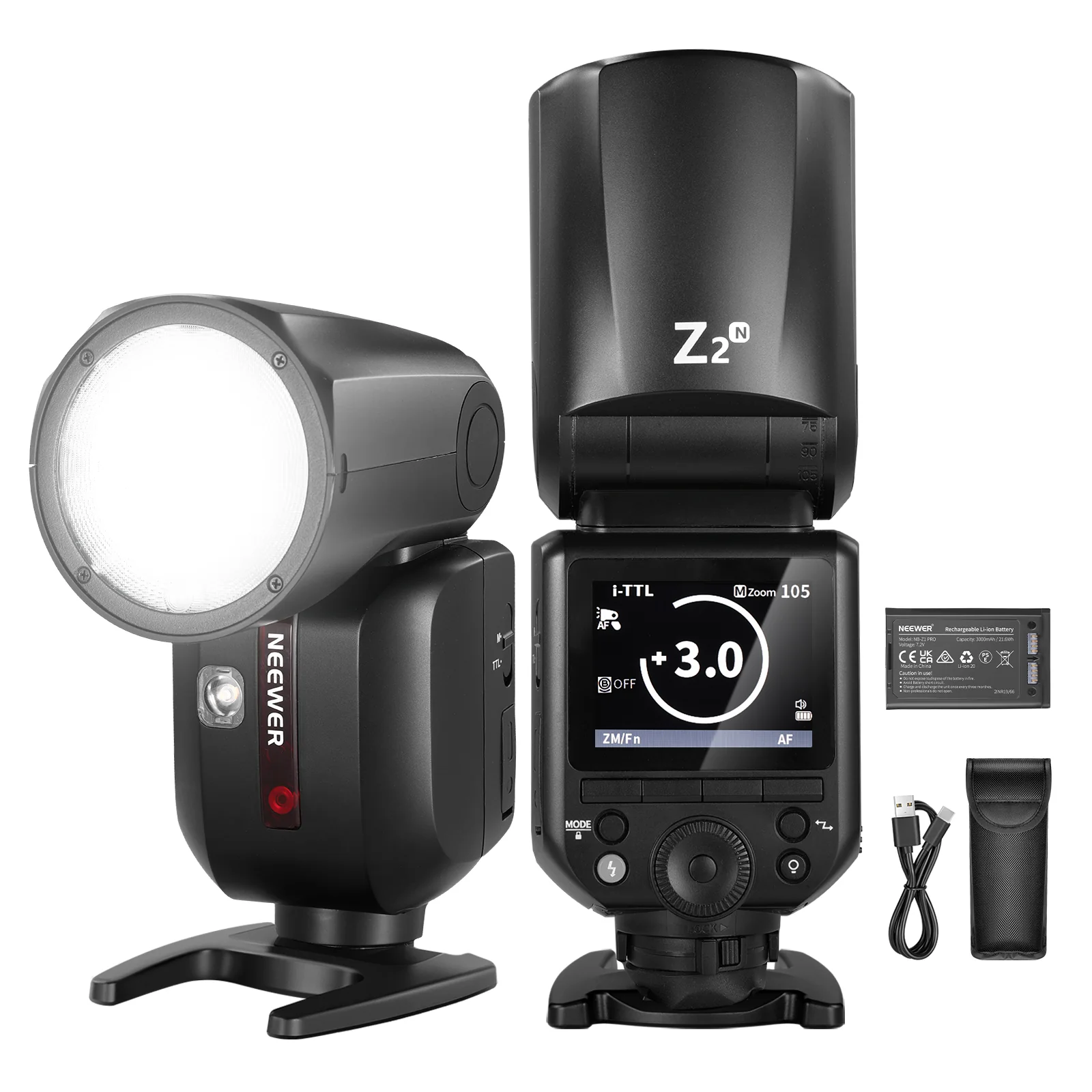 NEEWER Z2 3000mAh Battery TTL Round Head Flash Speedlite