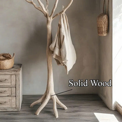 Coat Rack Wood Standing Tree Branch Decorative Hooks