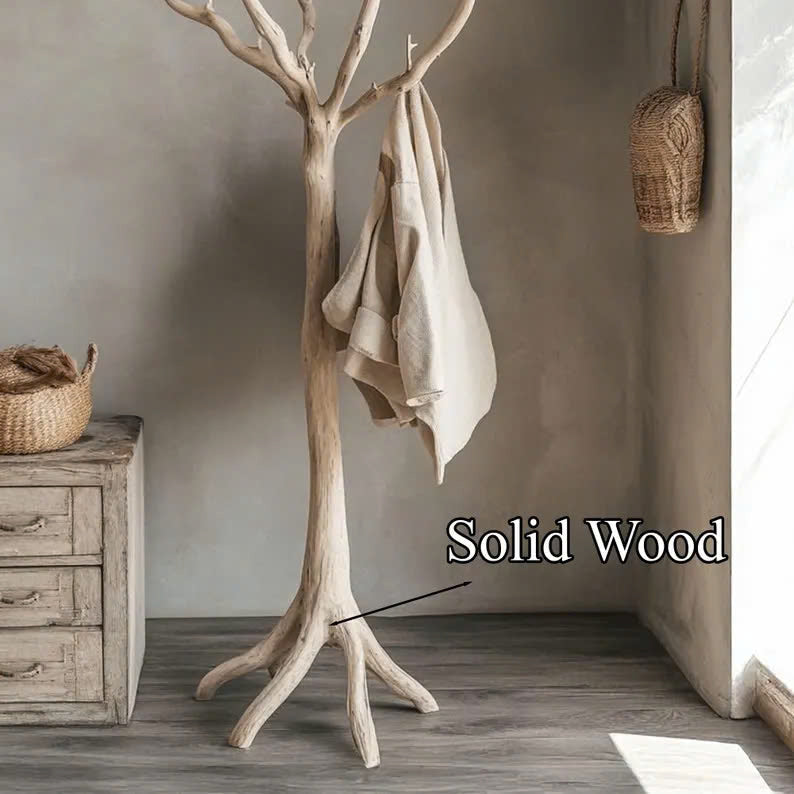 Coat Rack Wood Standing Tree Branch Decorative Hooks