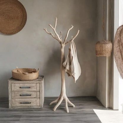 Coat Rack Wood Standing Tree Branch Decorative Hooks