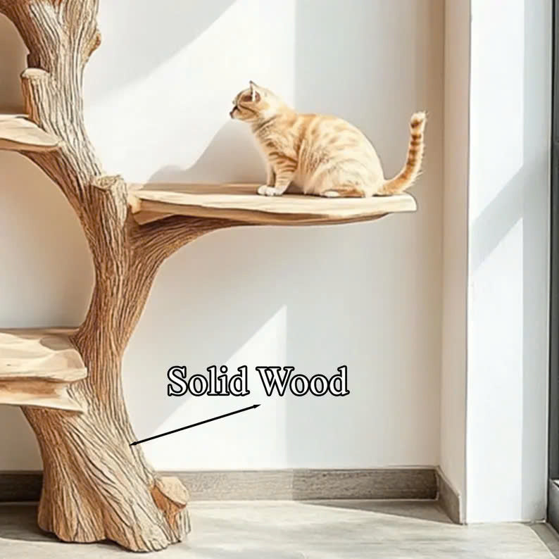 Handmade Wooden Cat Tree Modern Large Climbing Tree Unique